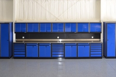 Moduline Blue and Black Garage Cabinets