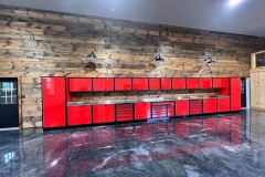 Red Moduline Cabinets in a Residential Garage
